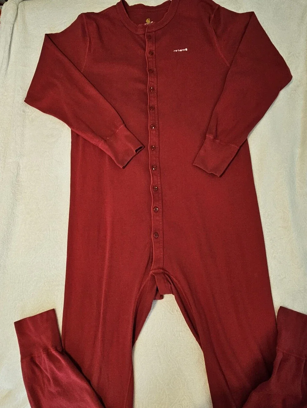 Carhartt K226 Mens 2XL Red 100% Cotton Thermal Union Suit Trap Door One Piece